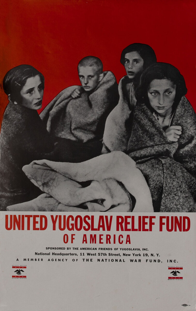 United Yugoslavia Relief Fund of America WWII Aid Poster