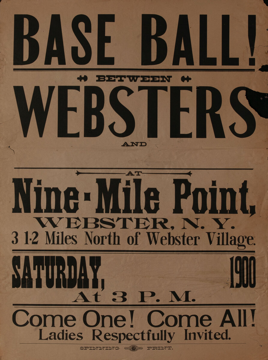 Base Ball Between Websters and Nine-Mile Point 