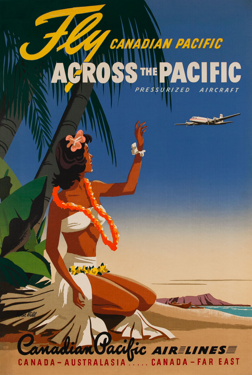 Fly Canadian Pacific Across the Pacific - Pressurized Aircraft Travel Poster
