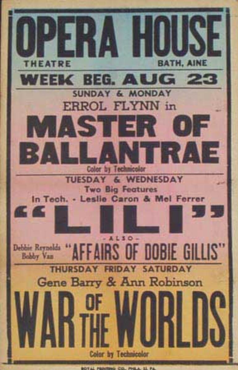 War Of The Worlds, Lili Original Vintage Movie House Broadside Poster