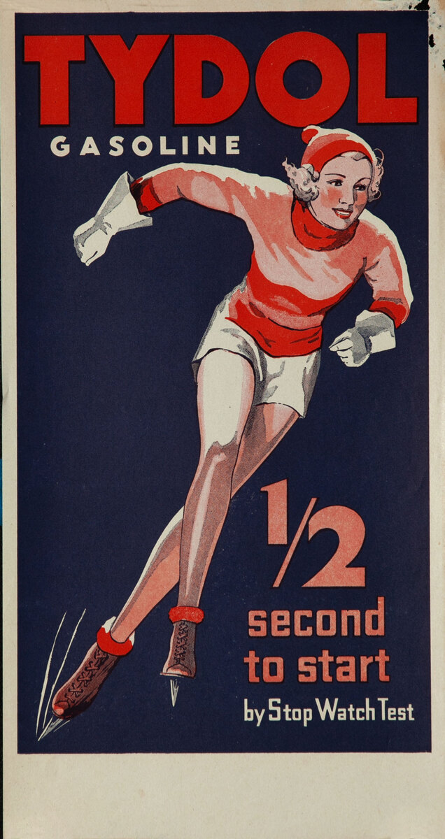 Tyrol Gasoline Ice Skater Poster  1/2 Second to Start by Stop Watch Test 