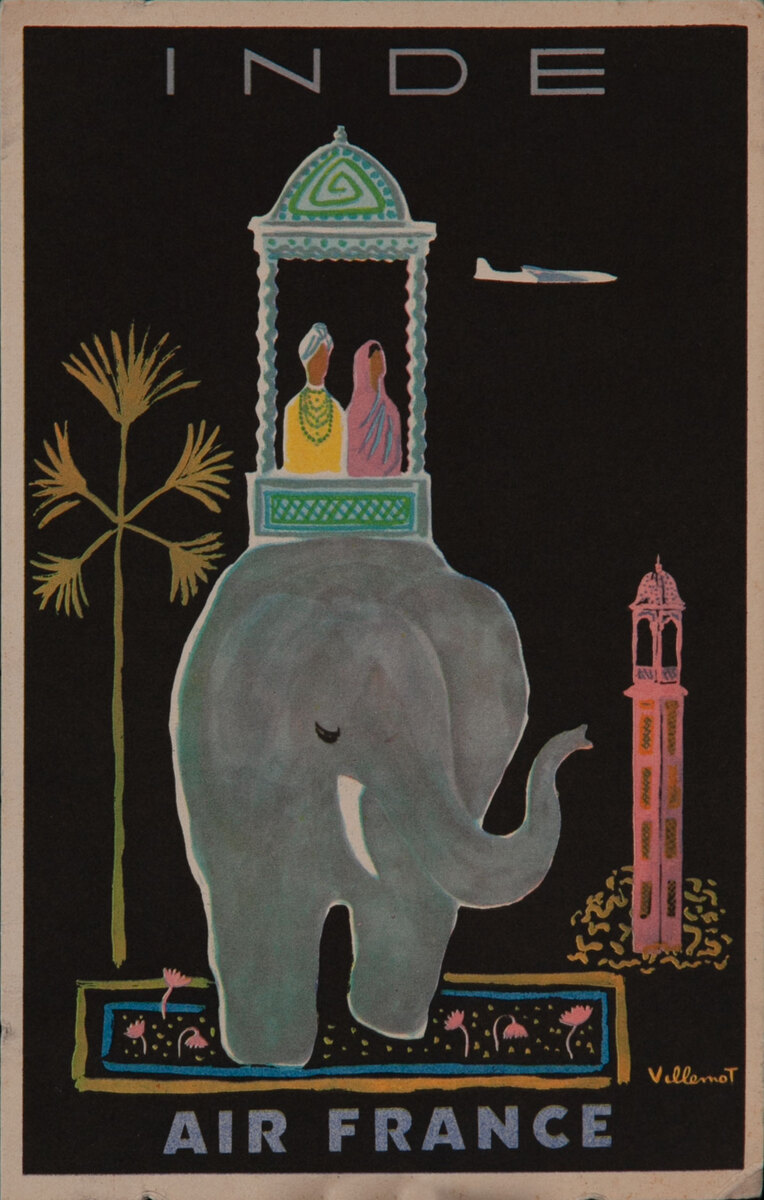 Air France Inde Postcard Elephant