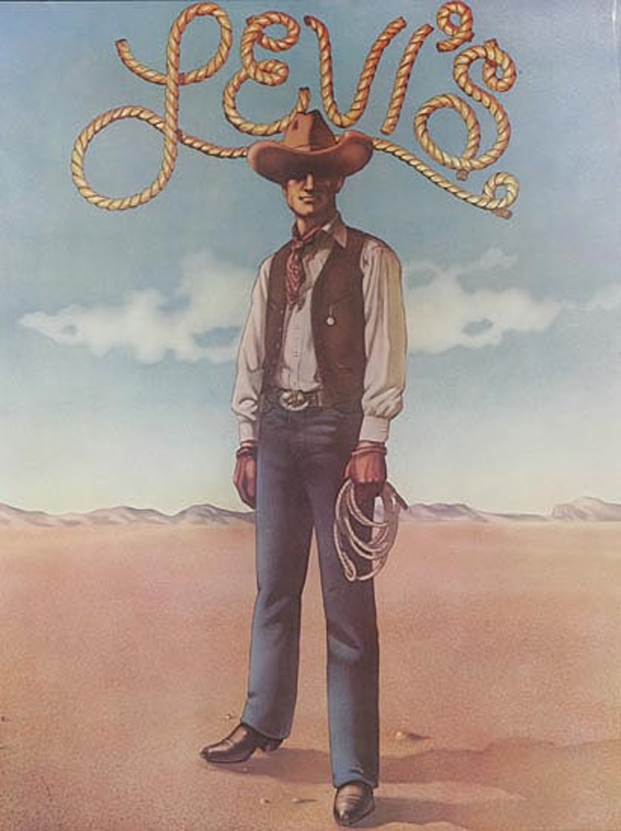 Levi's Pants Original Advertising Poster Cowboy with Lariat