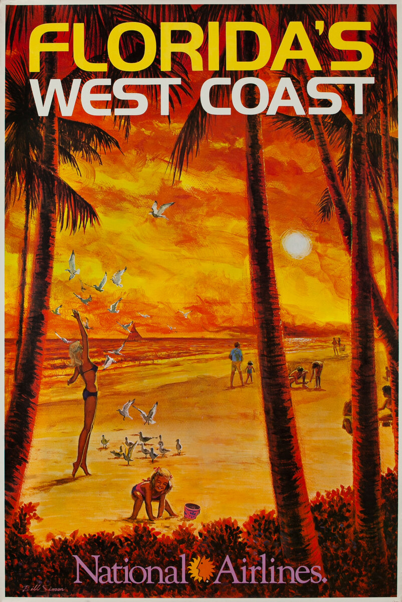 National Airlines Florida West Coast Travel Poster