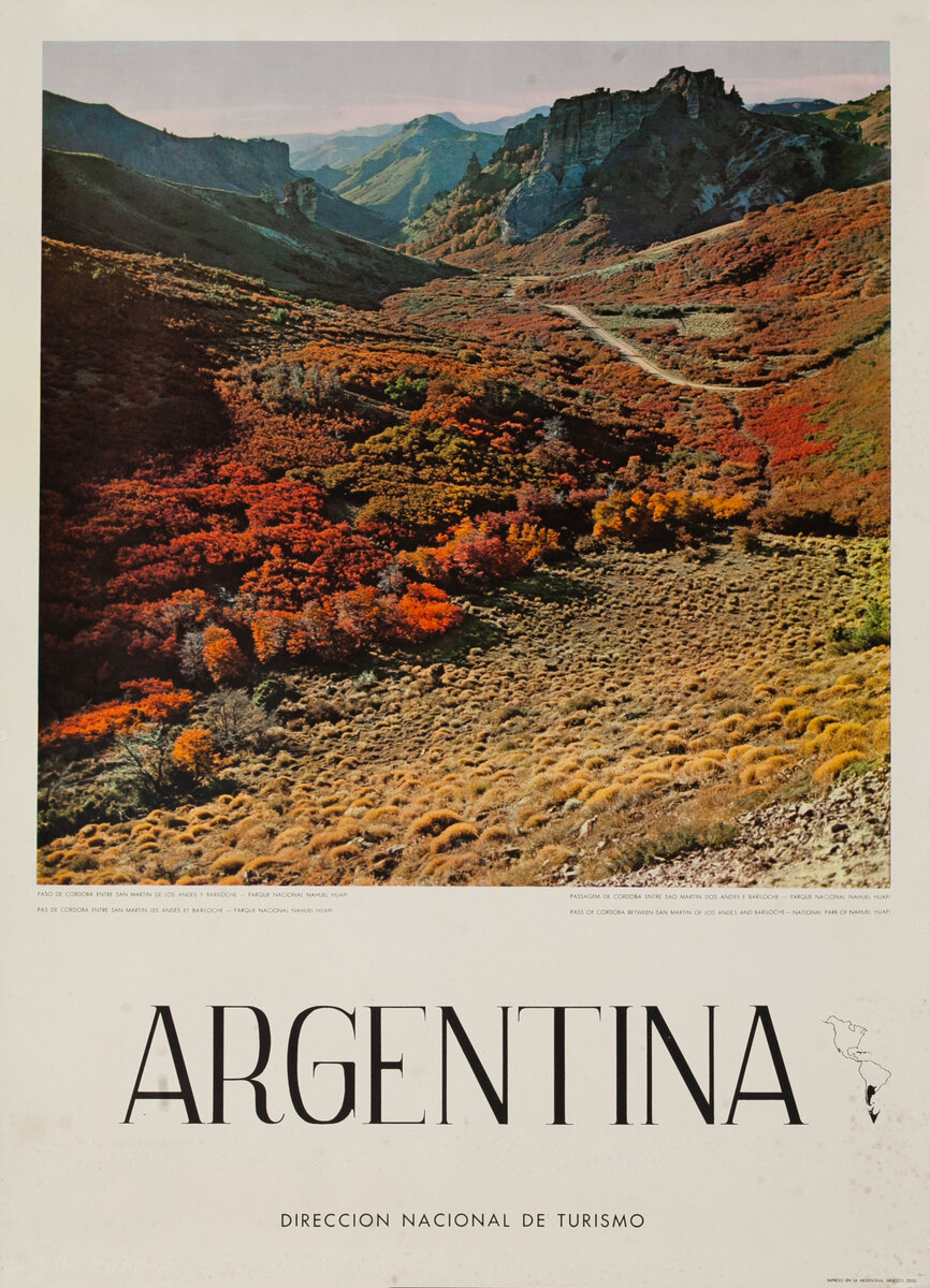 Pass of Cordoba Between San Matin of los Andes and Bariloche - National Park, Argentina Travel Poster