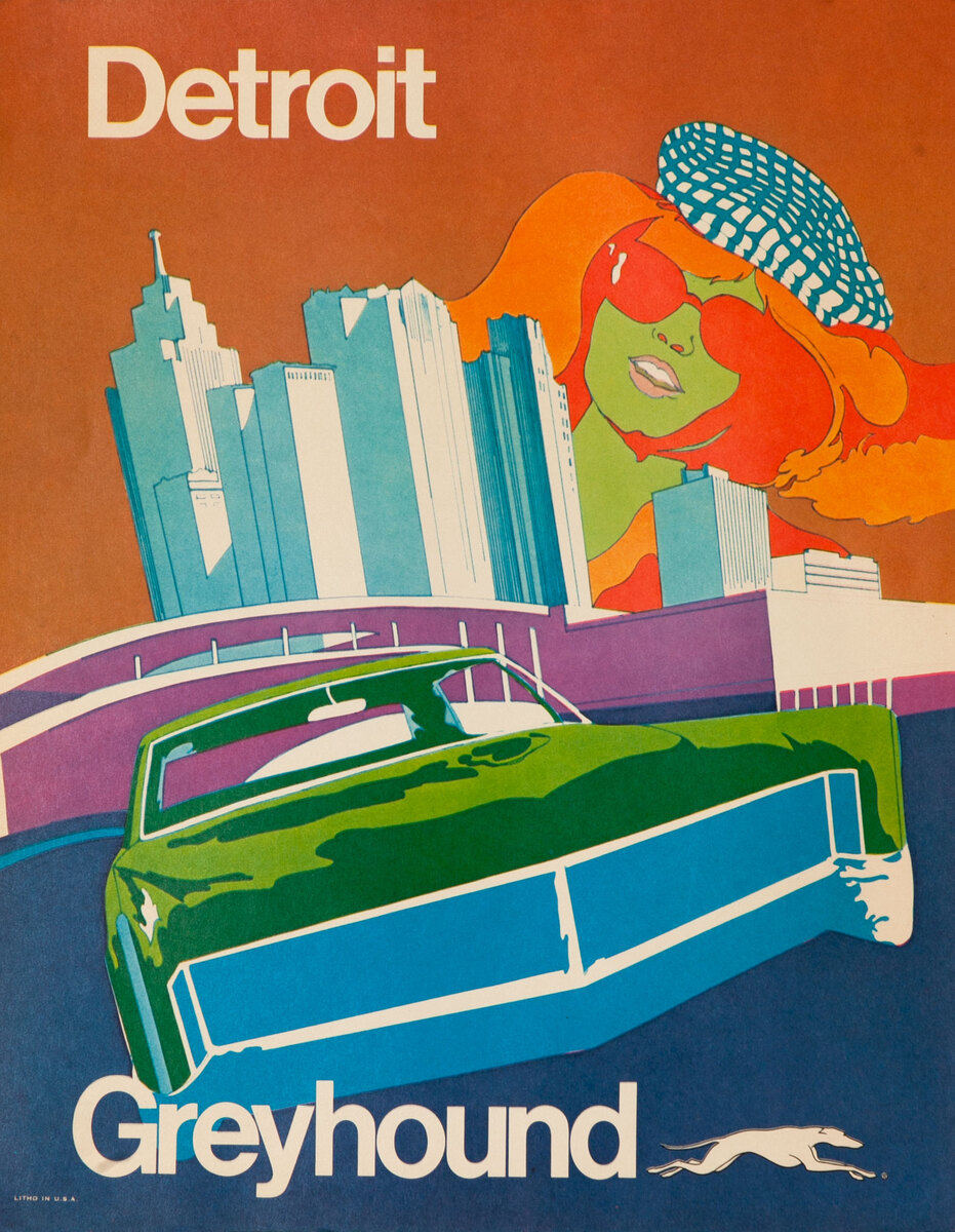 Detroit Greyhound Bus Lines Poster