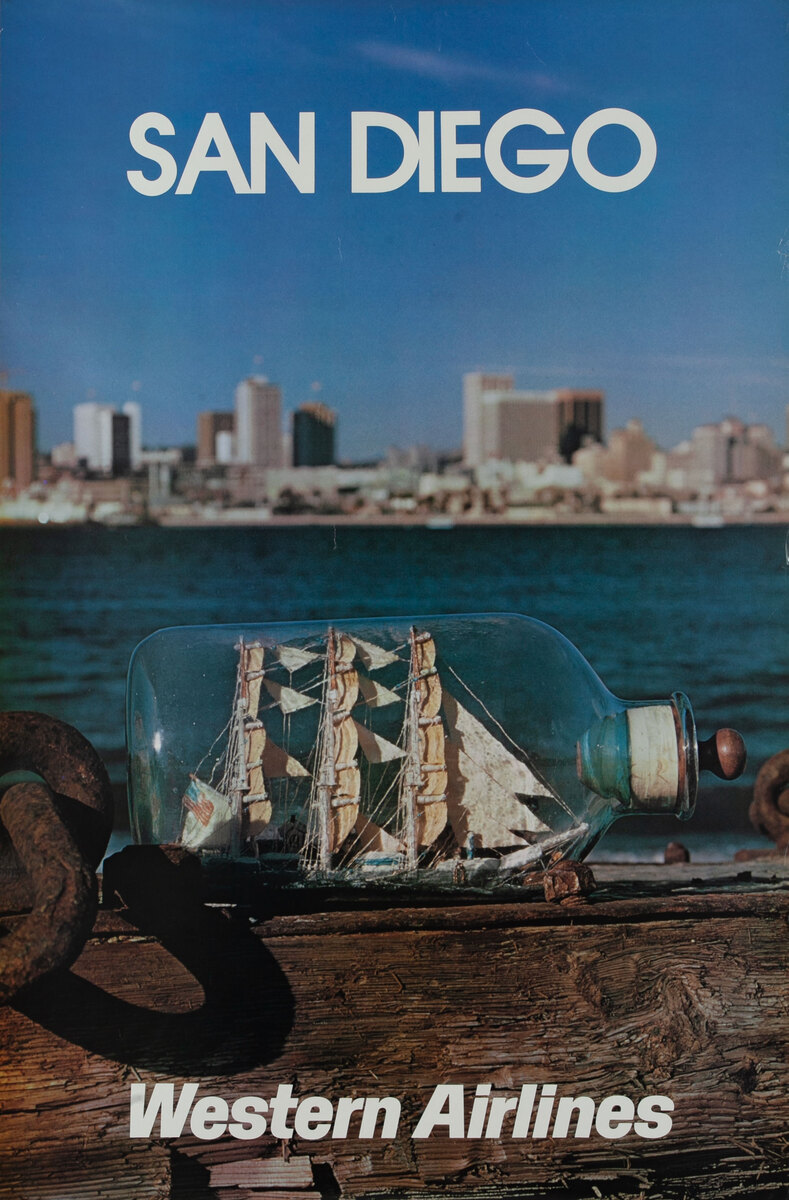 Western Airlines San Diego ship in a bottle 
