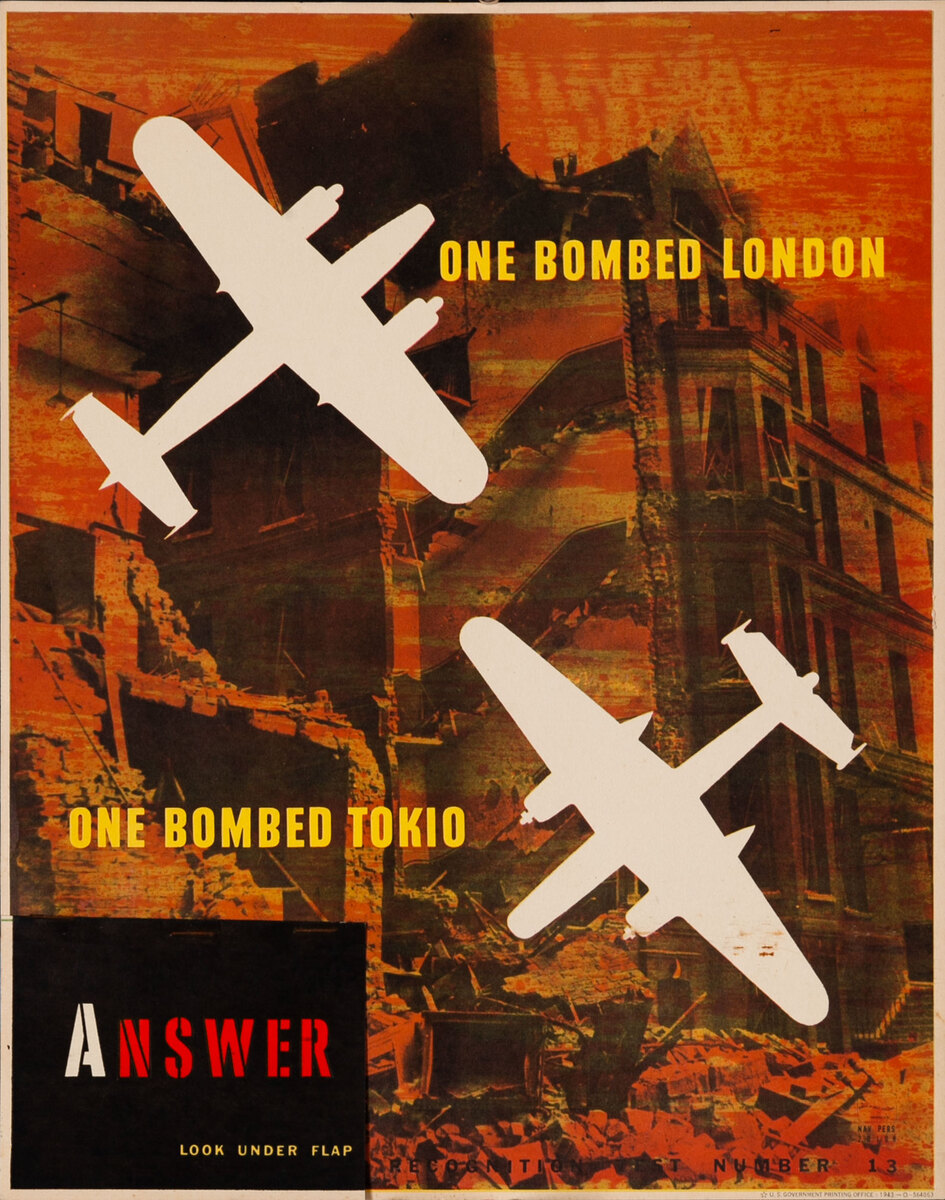 One Bombed London One Bombed Tokyo - WWII Aircraft Recocgnition Training Chart