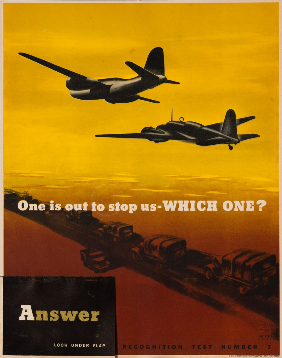 One is out to stop us - WHICH ONE? - WWII Aircraft Recocgnition Training Chart