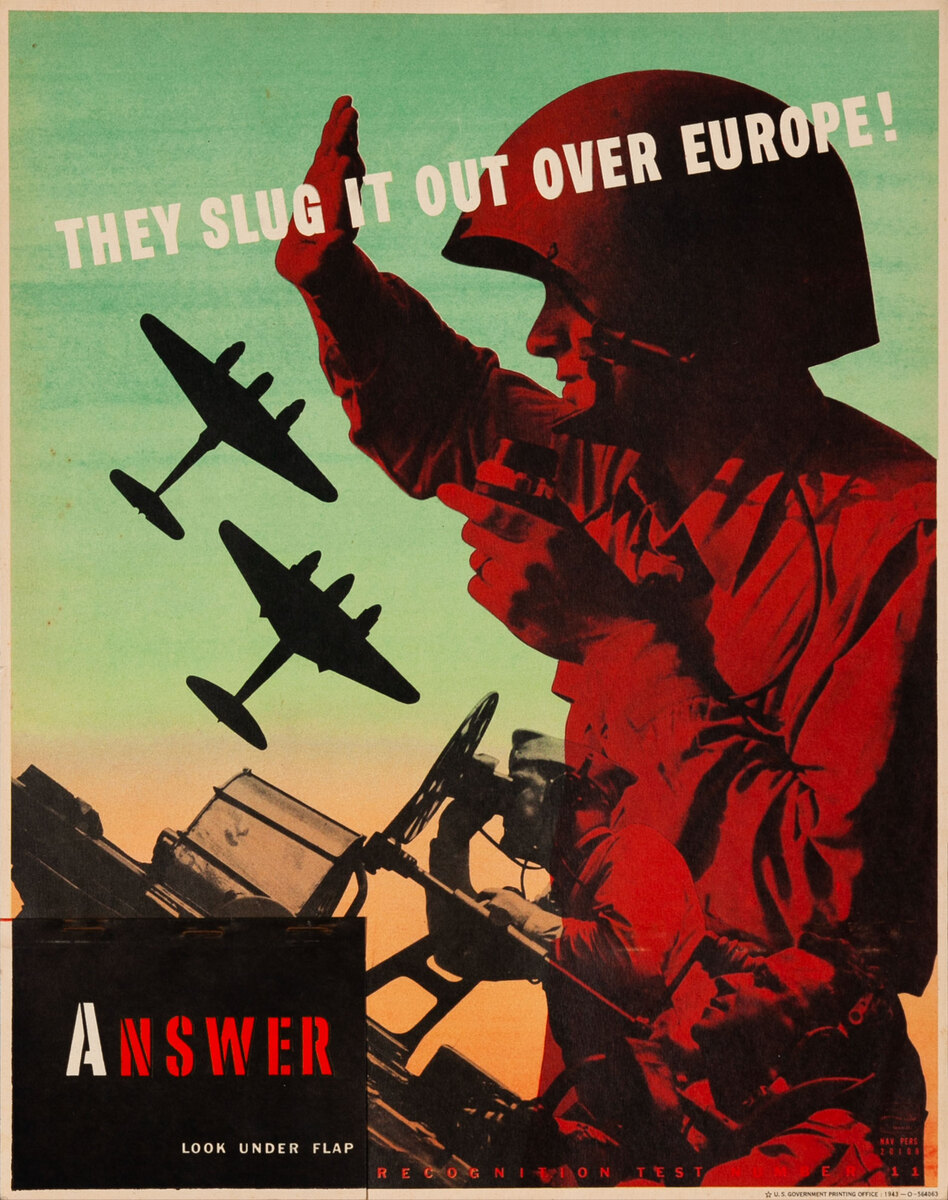 They slug it out over Europe! - WWII Aircraft Recocgnition Training Chart