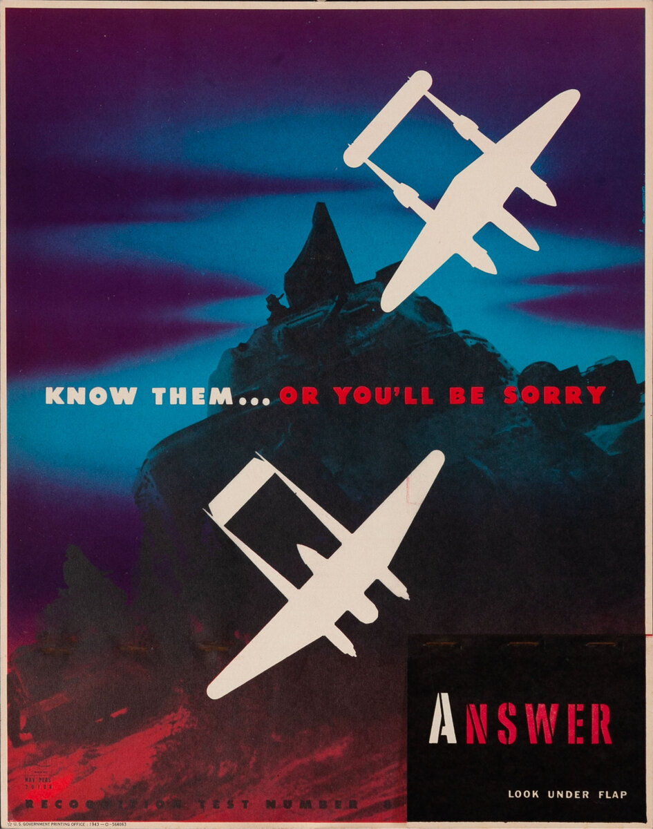 Know them…or you’ll be sorry - WWII Aircraft Recocgnition Training Chart
