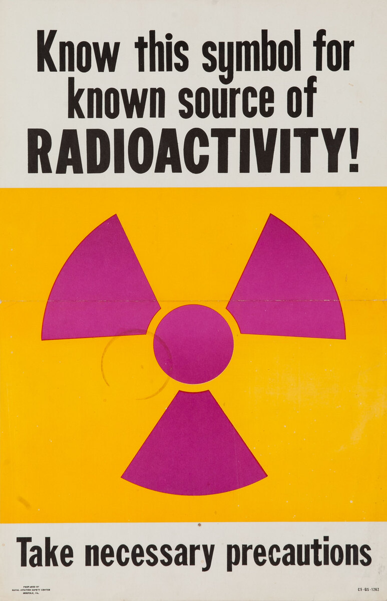 Know this symbol for known source of RADIOACTIVITY! Take Necessary precautions.  US Navy Training Poster