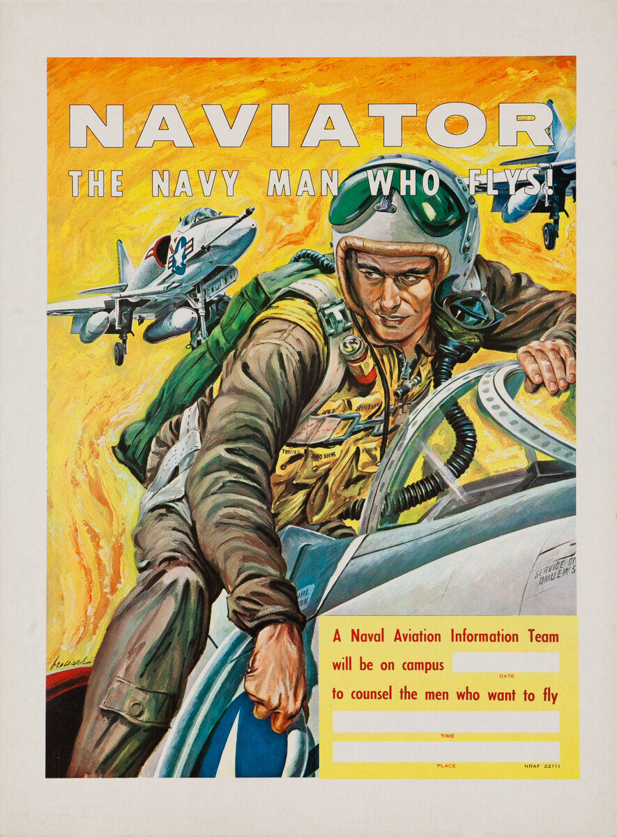 Naviator - The Navy Man Who Flys!  Korean War Recruiting Poster
