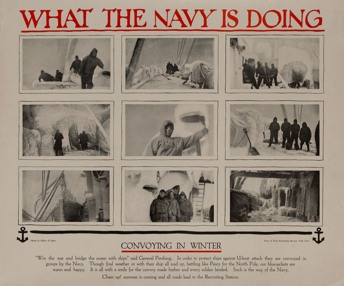 What the Navy is Doing - WWI Recruiting Poster - Convoying in Winter