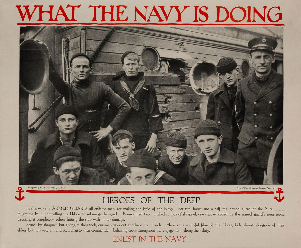 What the Navy is Doing - WWI Recruiting Poster - Heroes of the Deep, Enlist in the Navy