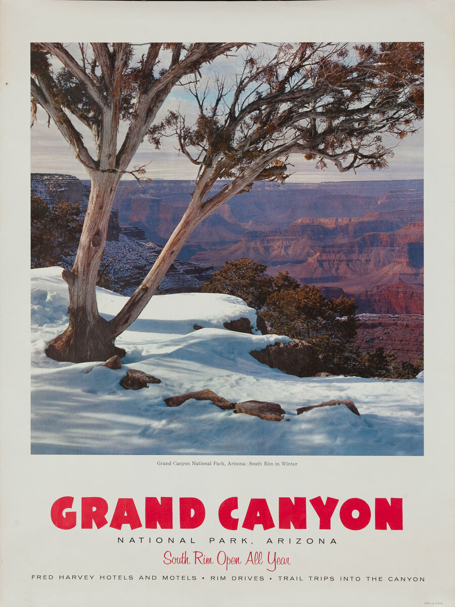 Grand Canyon National Park, Arizona - South Rim Open All Year - Fred Harvey Hotels and Motels  