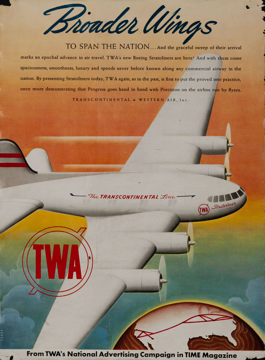 TWA Broader Wings - Advertising Poster 