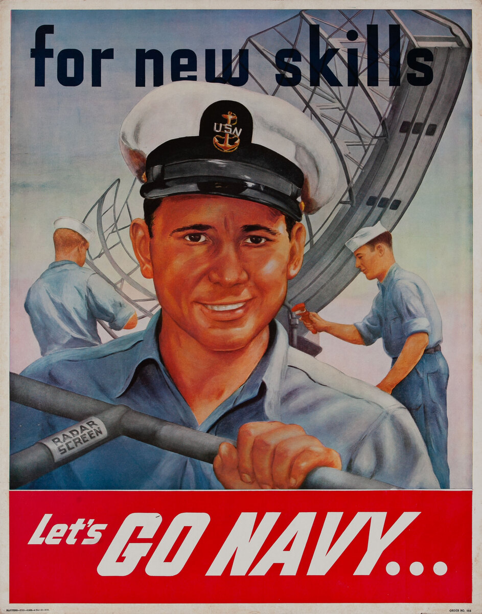 For New Skills Let's GO NAVY...WWII Recruitment Poster