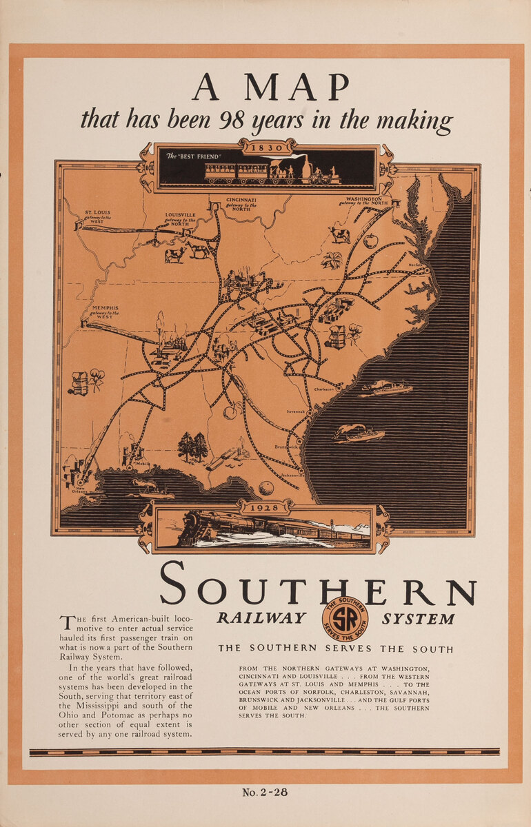 Southern Railway System - A Map that has been 98 years in the making. No. 2-28