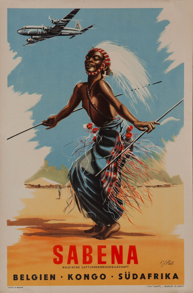 Sabena Travel Poster Belgien - Kongo - Südafrika