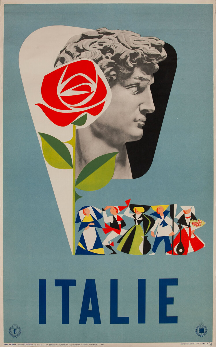 Italy ENIT Travel Poster - Rose Collage