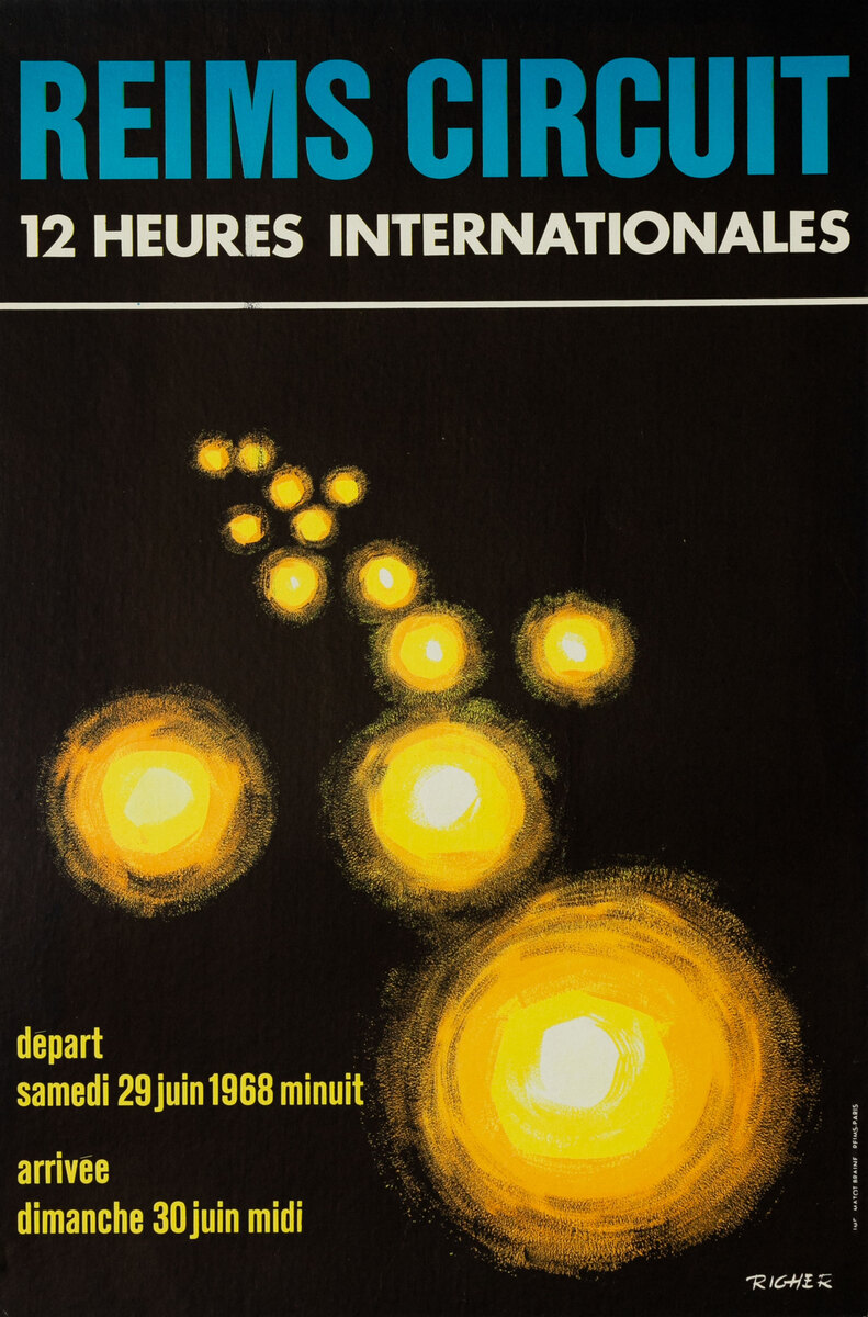 Reims Circuit 12 Heures Internationales - French Formula 1 Auto Race Poster