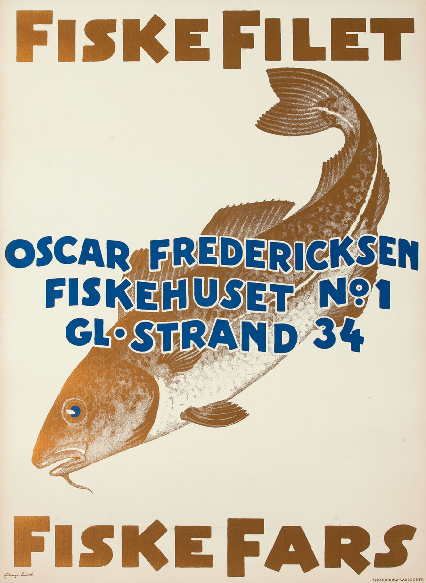 Oscar Frederiecksen Fiskehuset No1 - Fiske Filet - Fiske Fars Danish Restaurant Poster