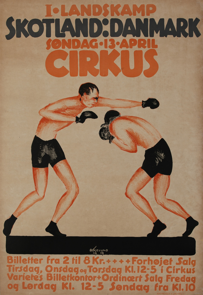 I Landskamp Skotland:Danmark Sondag 13 April Cirkus - Danish Boxing Poster