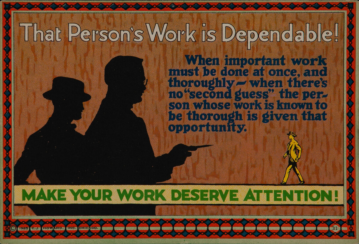 C J Howard Work Incentive Card #31 - That Person’s Work is Dependable!