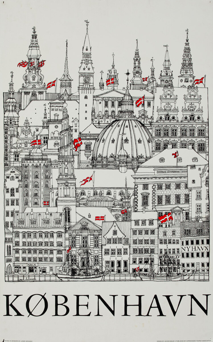 Copenhagen Travel Poster Cityscape 