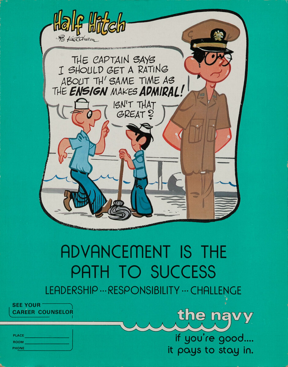 Half Hitch - Vietnam War Navy Recruitment Poster - Advancement is the Path to Success