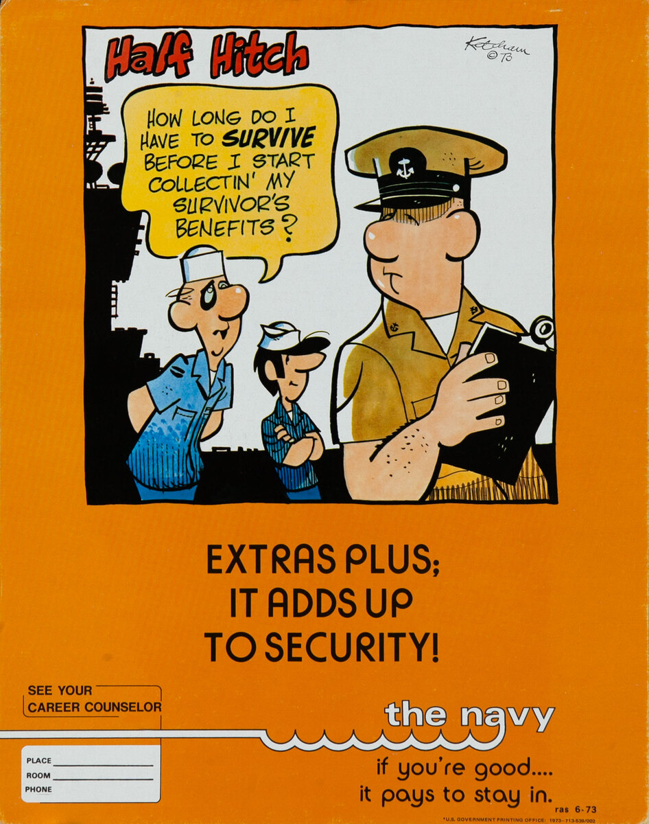 Half Hitch - Vietnam War Navy Recruitment Poster - Extras Plus: It adds up to Security!