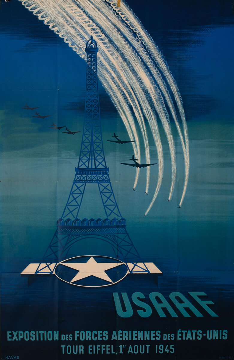 Original Post WWII French Exposition Poster -  United States Army Air Force