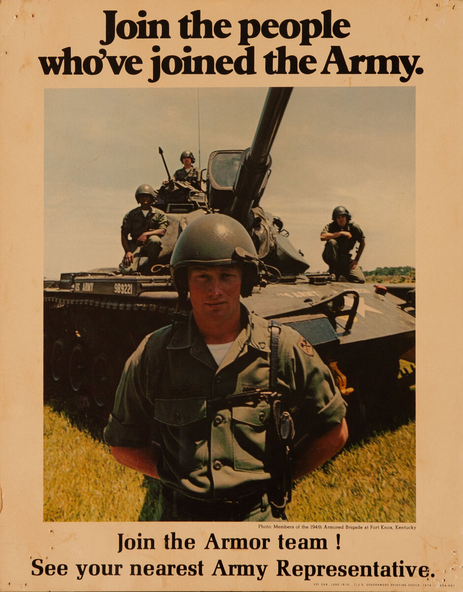 Join the Armor Team! See your nearest Army Representative - Vietnam War Army Recruiting Poster