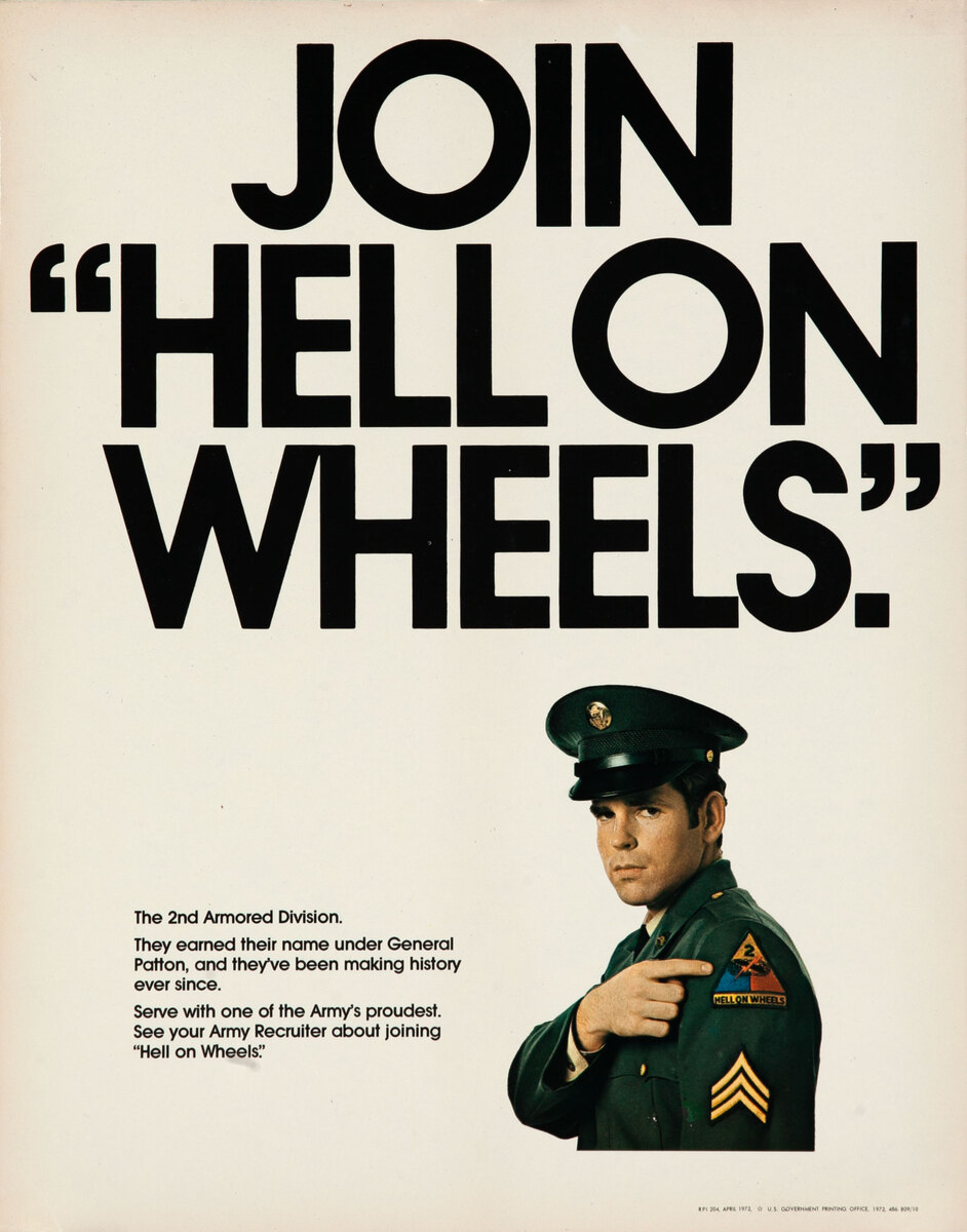 Vietnam War Army Recruiting Poster - Join 'Hell on Wheels'