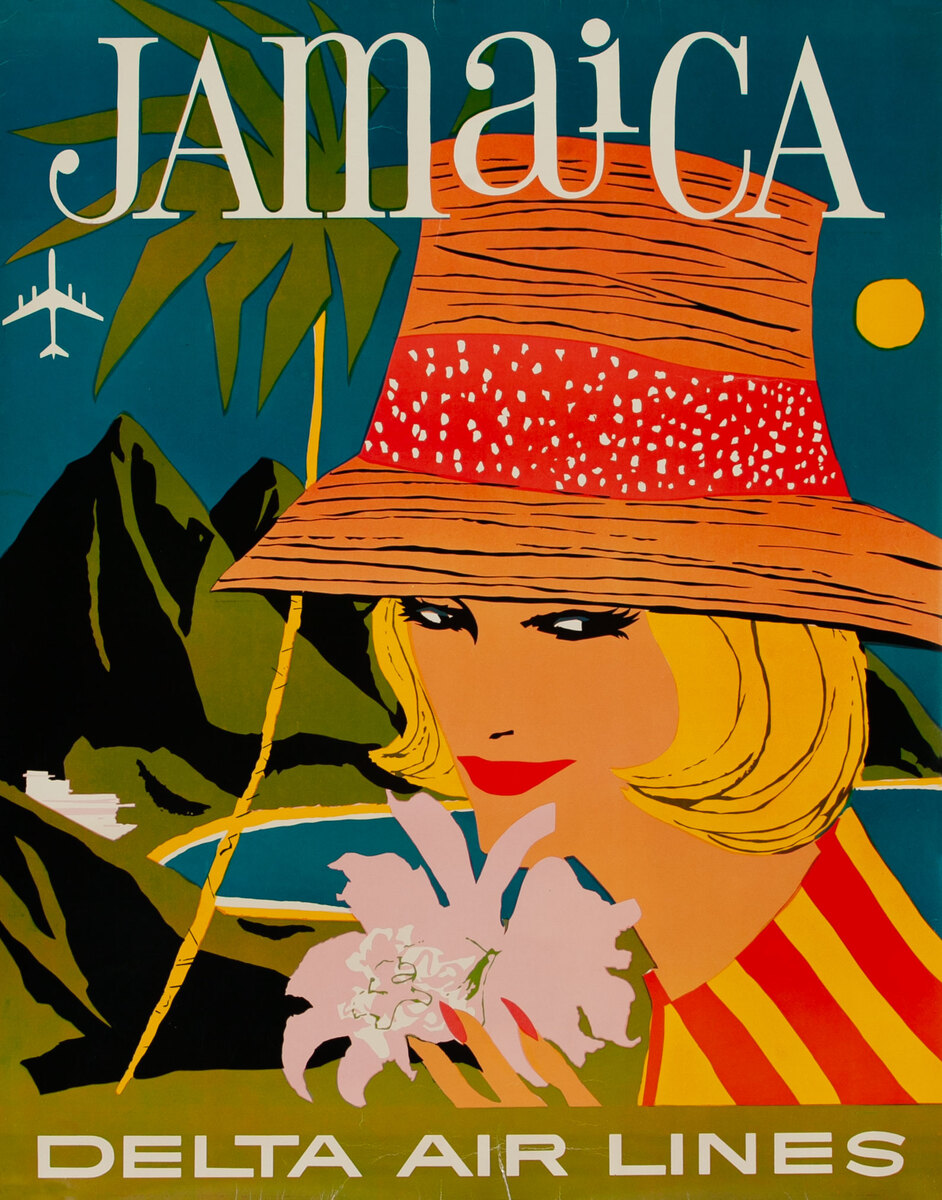 Delta Airlines Travel Poster Jamaica Silkscreen