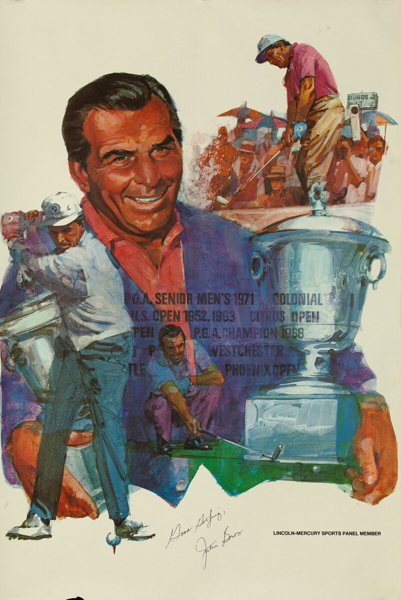 Original Lincoln Mercury Sports Panel Members Poster - Arnold Palmer