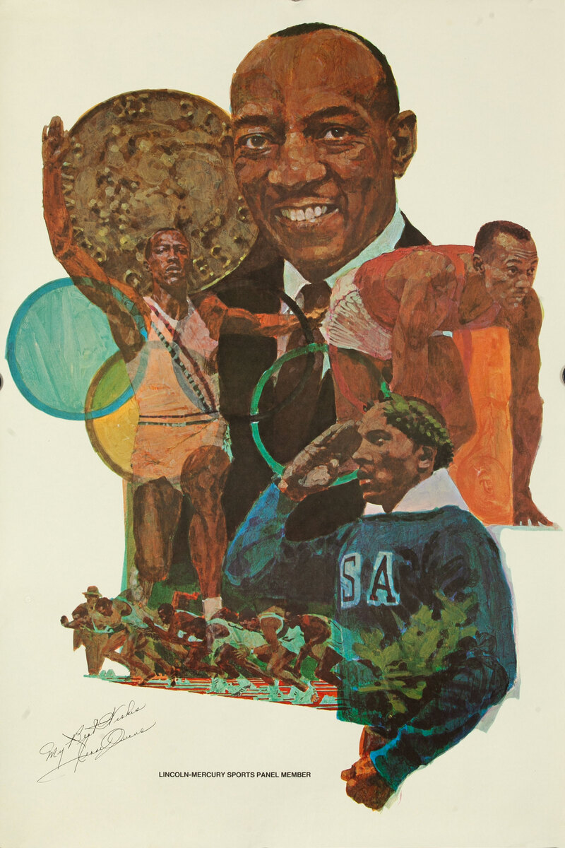 Original Lincoln Mercury Sports Panel Members Poster - Jesse Owens