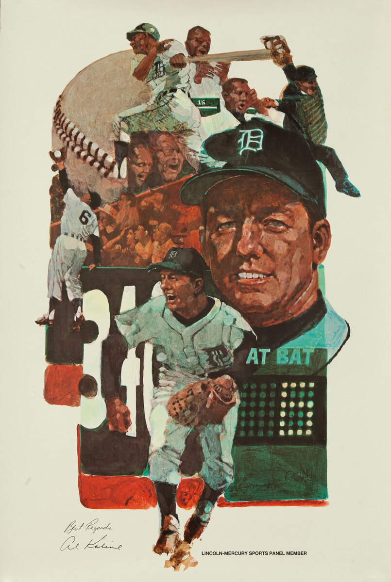 Original Lincoln Mercury Sports Panel Members Poster - Al Kaline