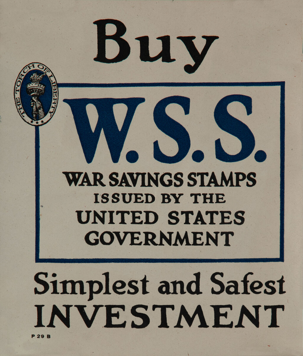 Buy W.S.S. War Saving Stamps Issued by the United States Government Original WWI Poster
