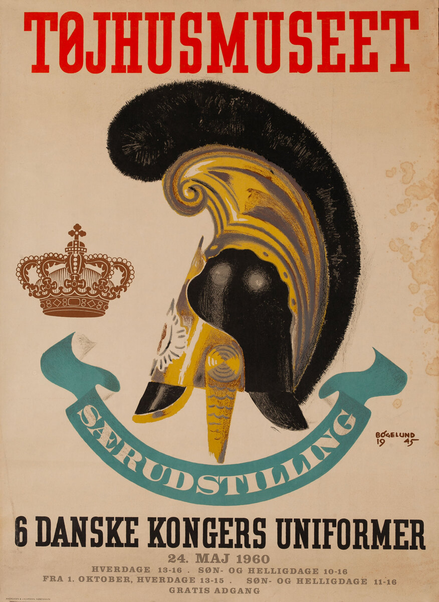 Danish War Museum Special Exhibition - Uniforms of 6 Danish Kings Original Danish Poster