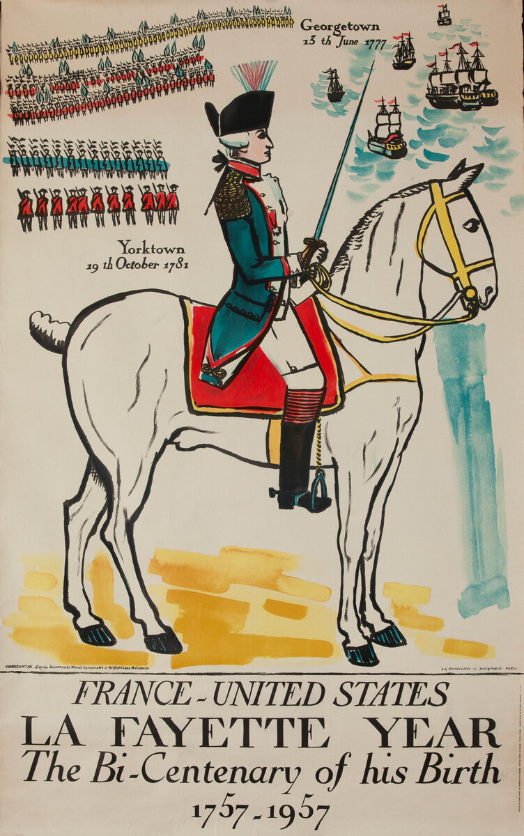 France-United States: La Fayette Year - The Bi-Centenary of his Birth, 1757-1957 Original Poster
