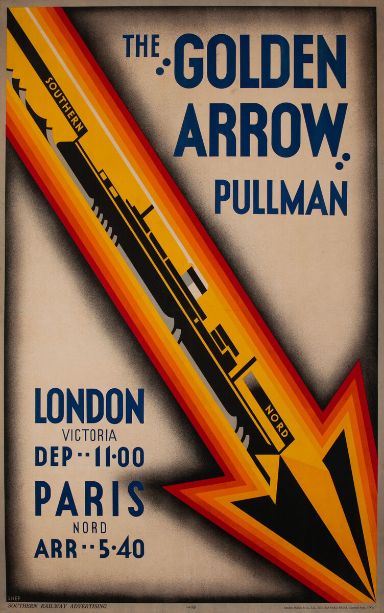 The Golden Arrow Pullman Original Railroad Poster London to Paris