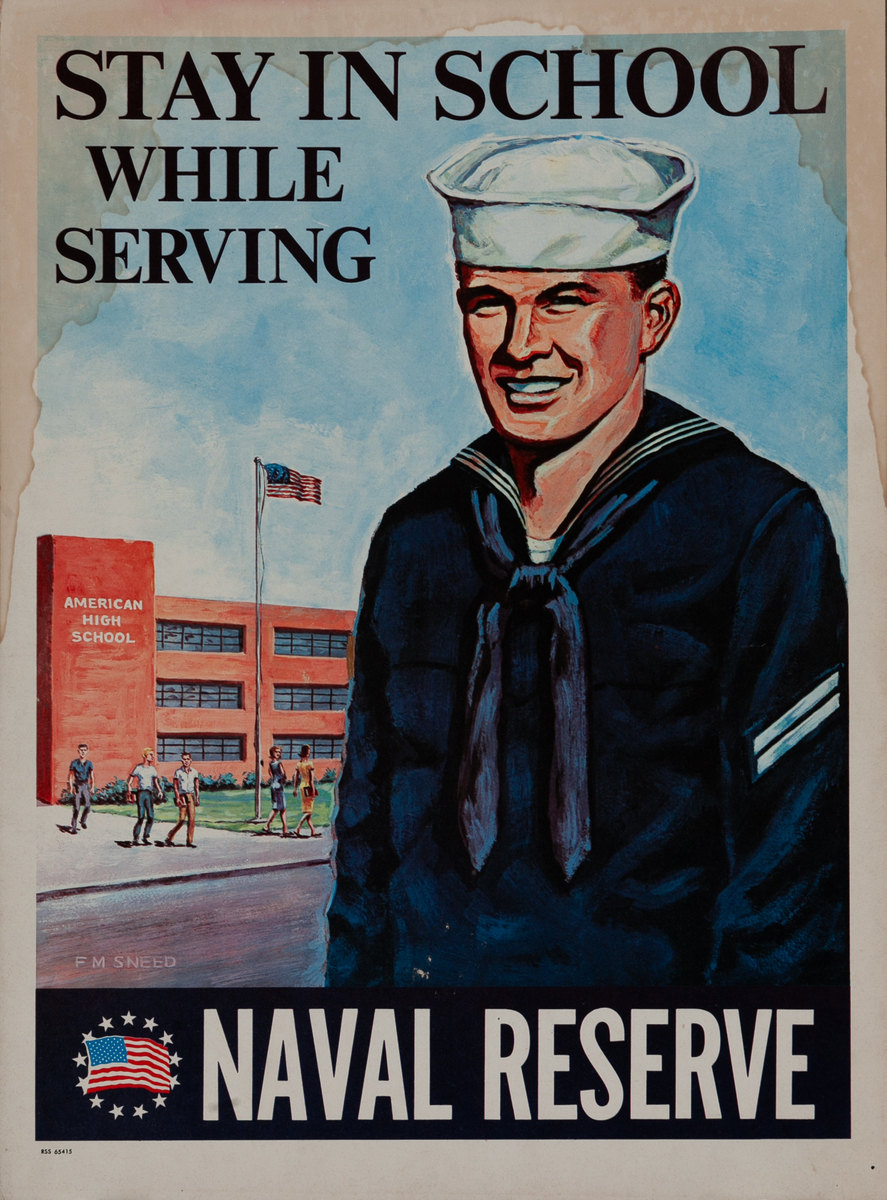 Vietnam Stay in School While Serving Original Naval Reserve Recruiting Poster