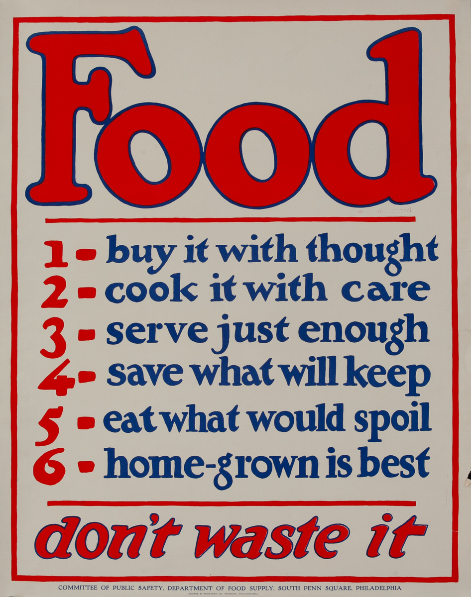 Food, don't waste it WWI Committee of Public Safety Poster