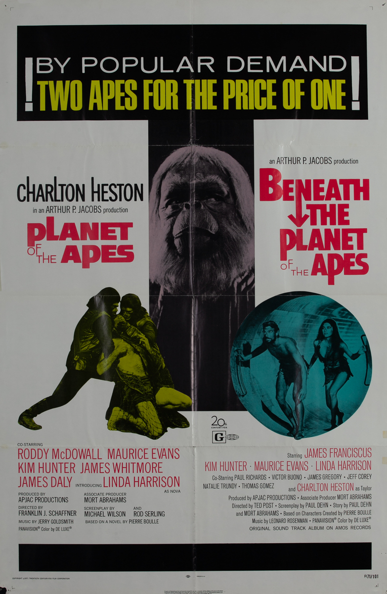 Planet of the Apes / Beneath the Planet of the Apes 1sh 2 apes for the price of 1!