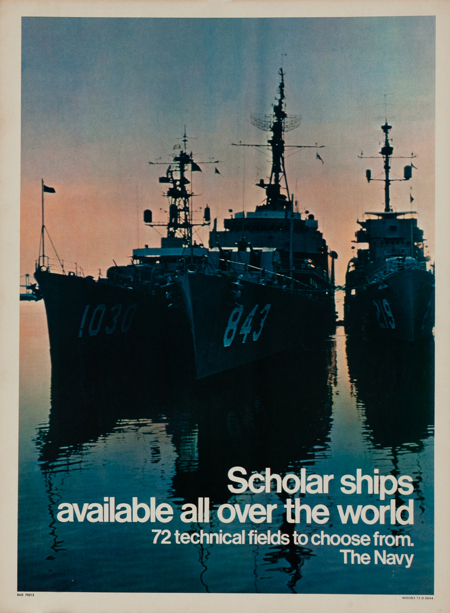 Scholar ships available all over the world Original Vietnam War Navy Recruiting Poster