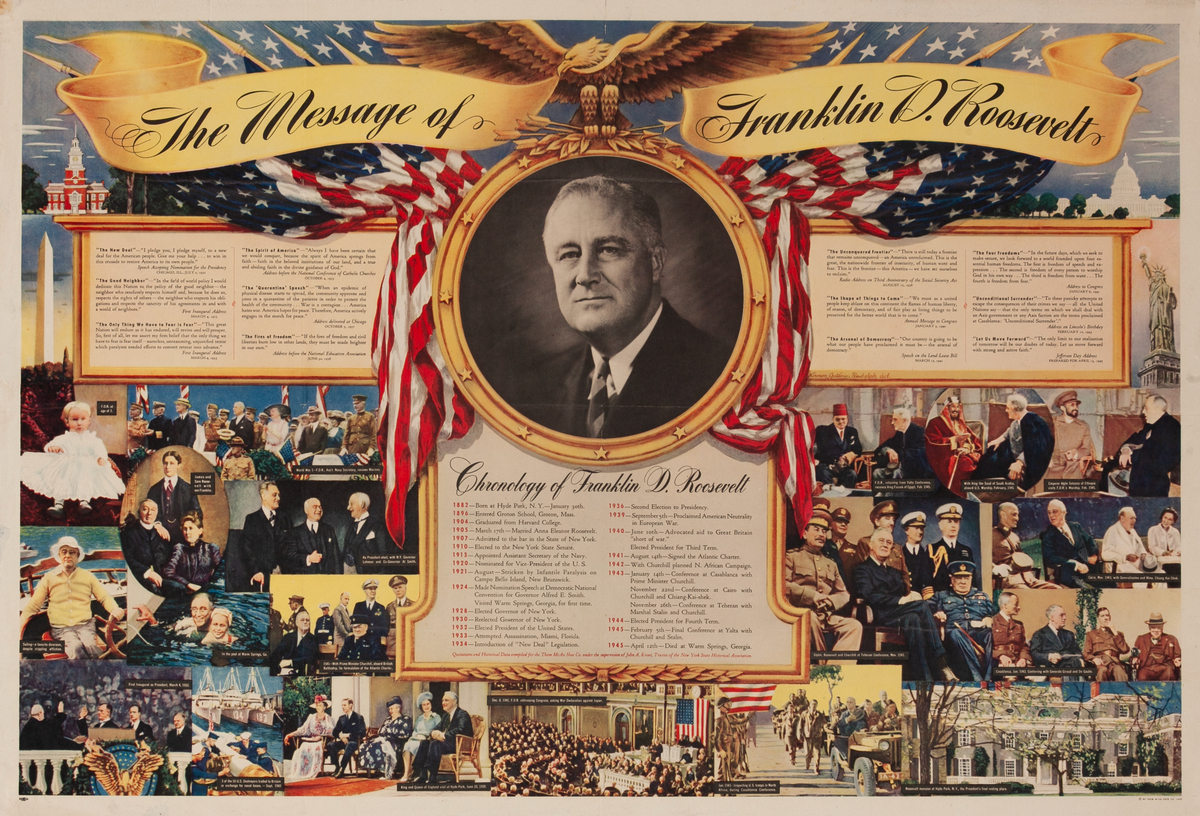The Message of Franklin D. Roosevelt Original Memorial Poster