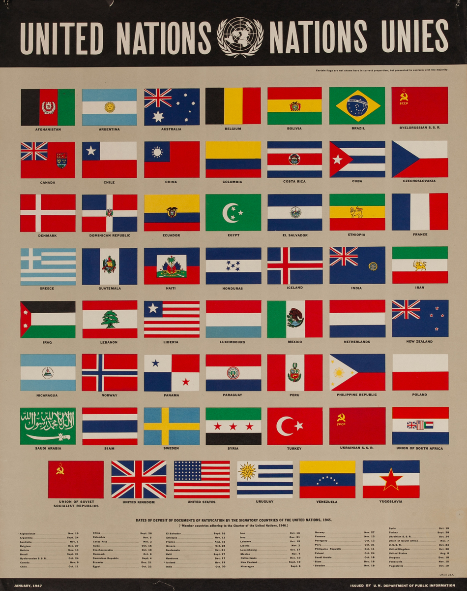 United Nations Flags Original WWII Poster