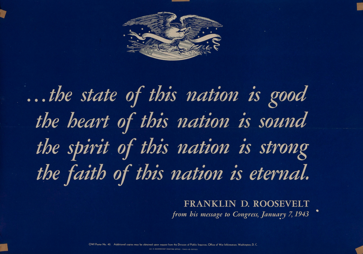 … the state of this nation is good Original WWII Poster